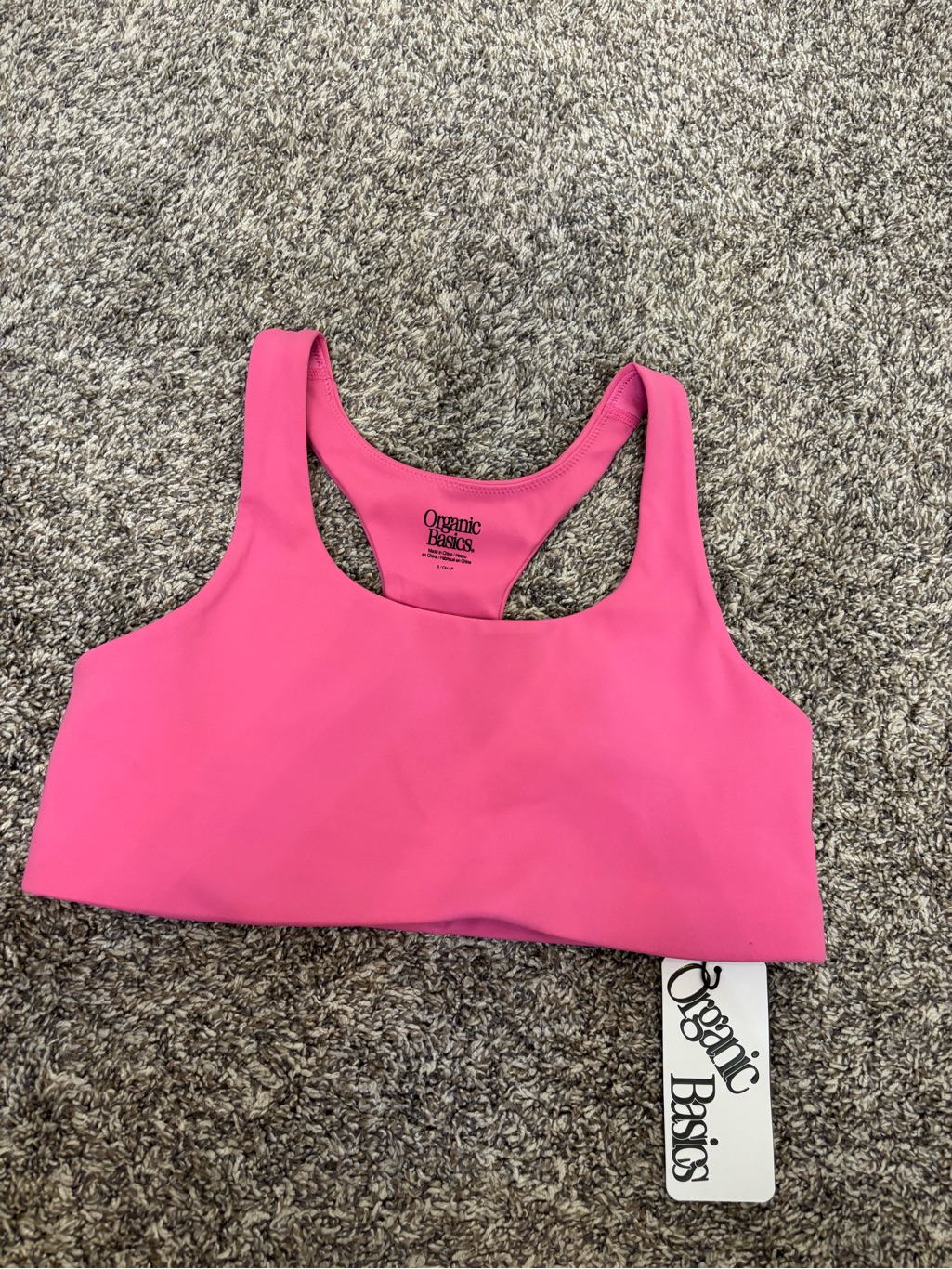 Organic Basics Active Racerback Sports Bra Pink Sz Small